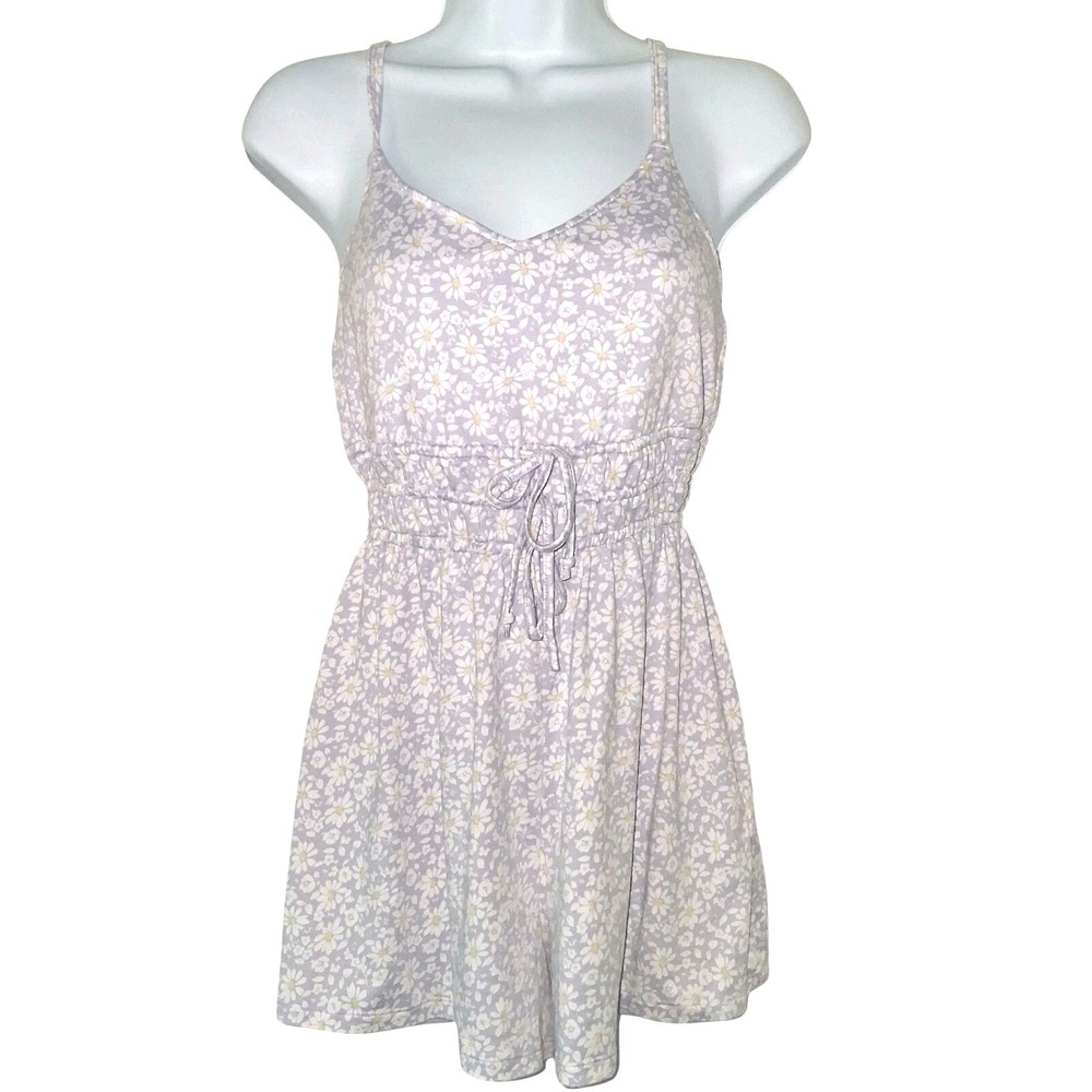 Hollister Purple Floral Flower Romper Jumpsuit Women's Size XS Knit Flowy Fairy